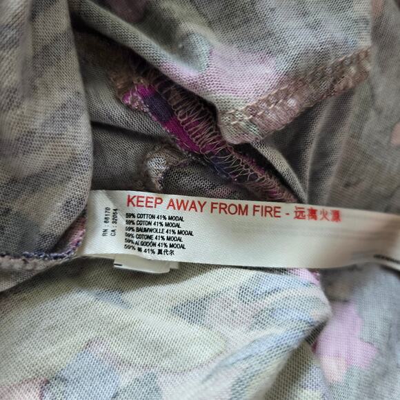 Anthropologie Daily Practice Ruched Mini Jersey Floral Print Long Sleeve Dress M - Picture 8 of 10